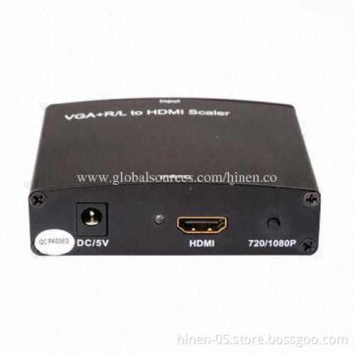 VGA+R/L to HDMI Scaler Converter, Supports HDMI Resolution to Fixed 1280*720P and 1920*1080P
